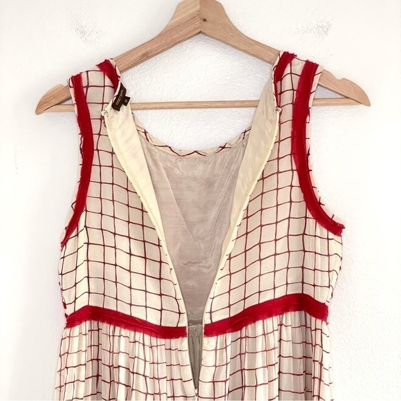 Anthropologie Vineet Bahl Stitched Avani Embroidered Detail Dress Cream Red SP - Picture 11 of 16